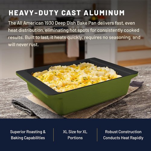 All American 1930 XL Bake Pan - Durable Ceramic Non-Stick Coating - Berry Blue - PFAS Free & Oven Safe