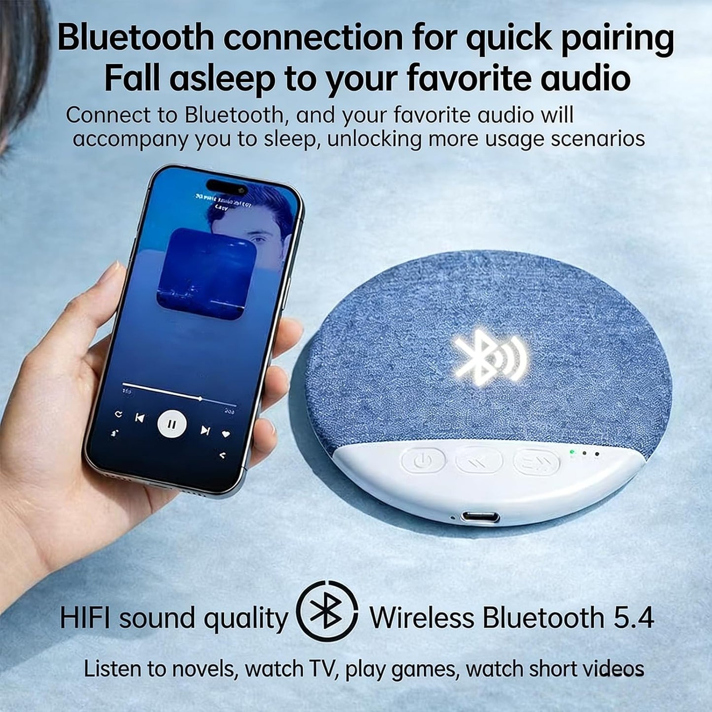 Generic Bluetooth Pillow Speaker for Sleeping with White Noise Timer & Ultra Thin Mini Design Under Pillow Speaker