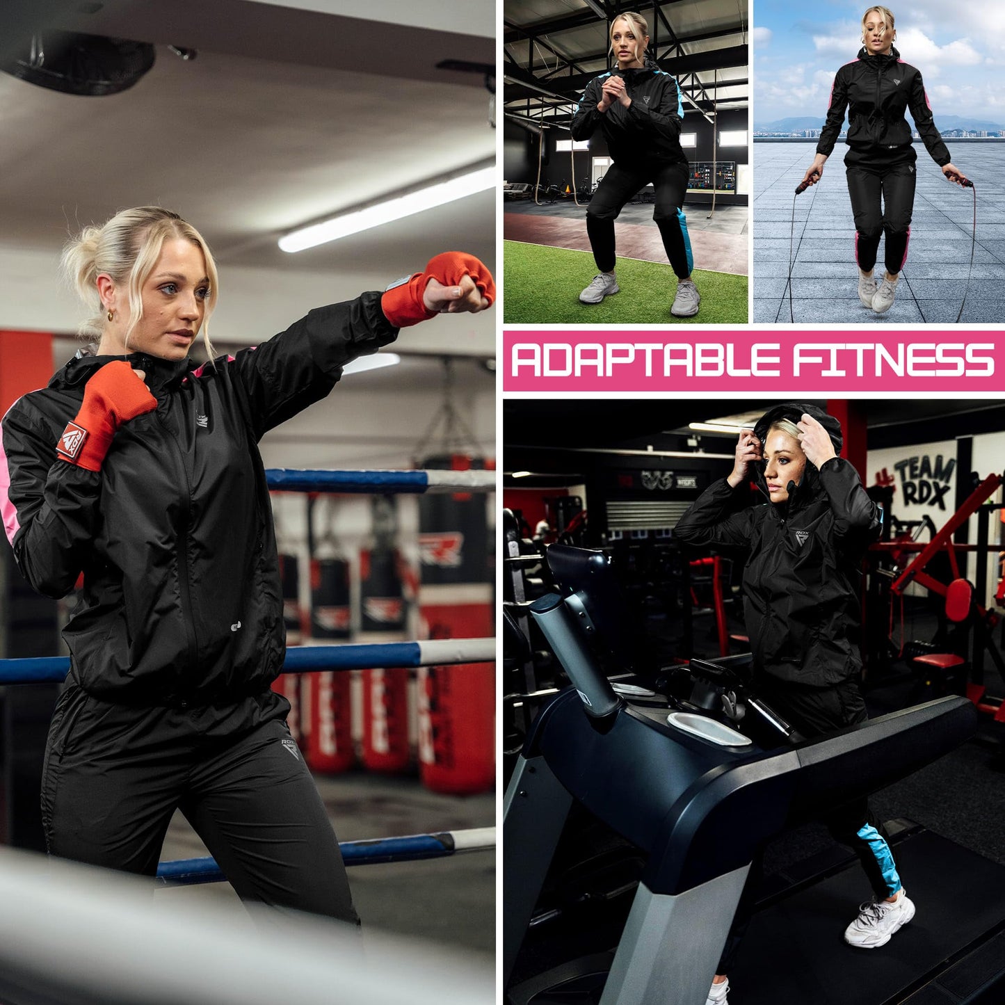 RDX Women Sauna Suit Weight Loss, REACH OEKO TEX 100 CERTIFIED, Sweat Jacket with Hood, Body Slimming Fitness Workout