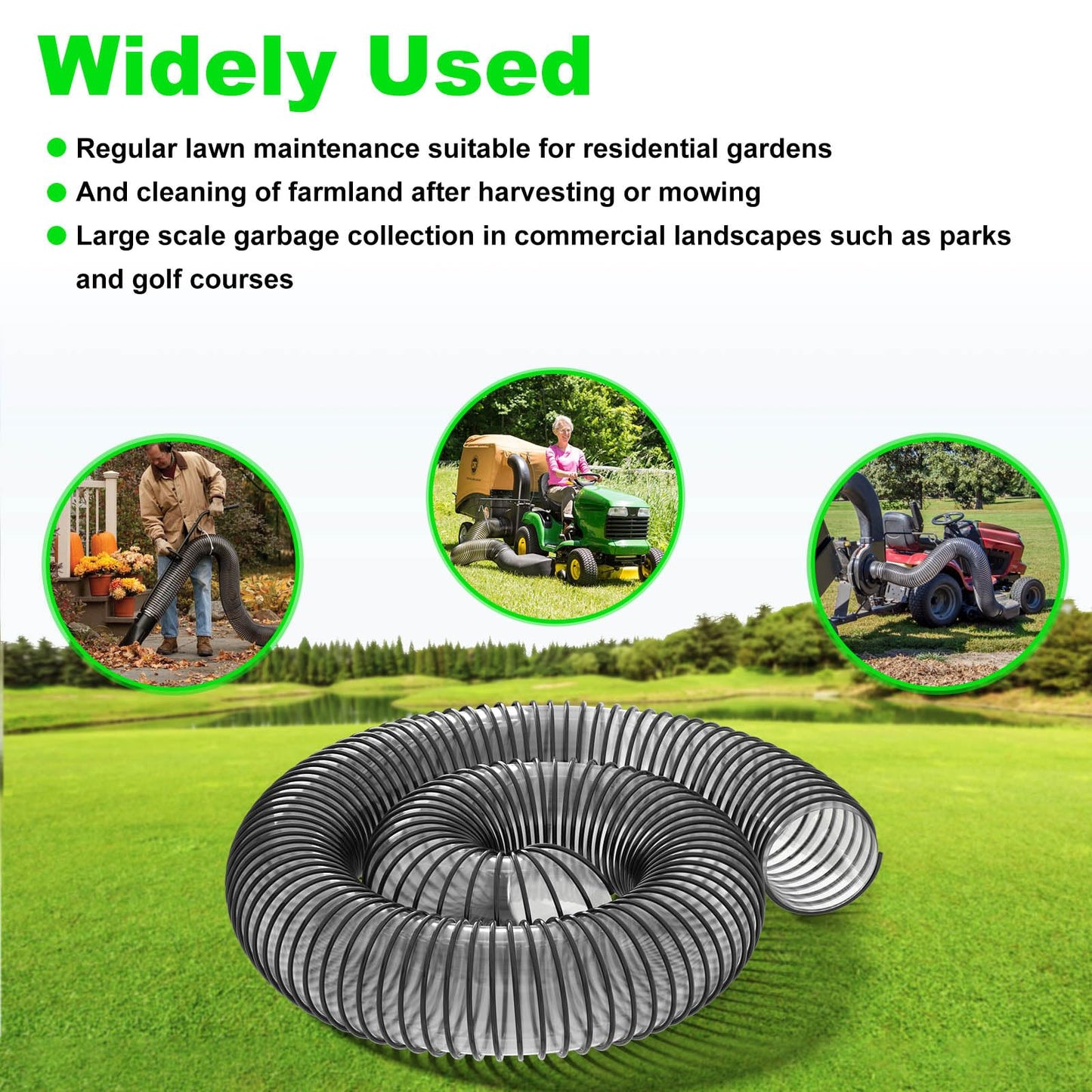 Leaf Vacuum Dust Collection Hose 8 Inch x 6 Foot PVC Flexible Grass Catcher Bagger Hoses Replacement DR Agri-Fab Etc Brands Lawn Leaf Blowers Hose