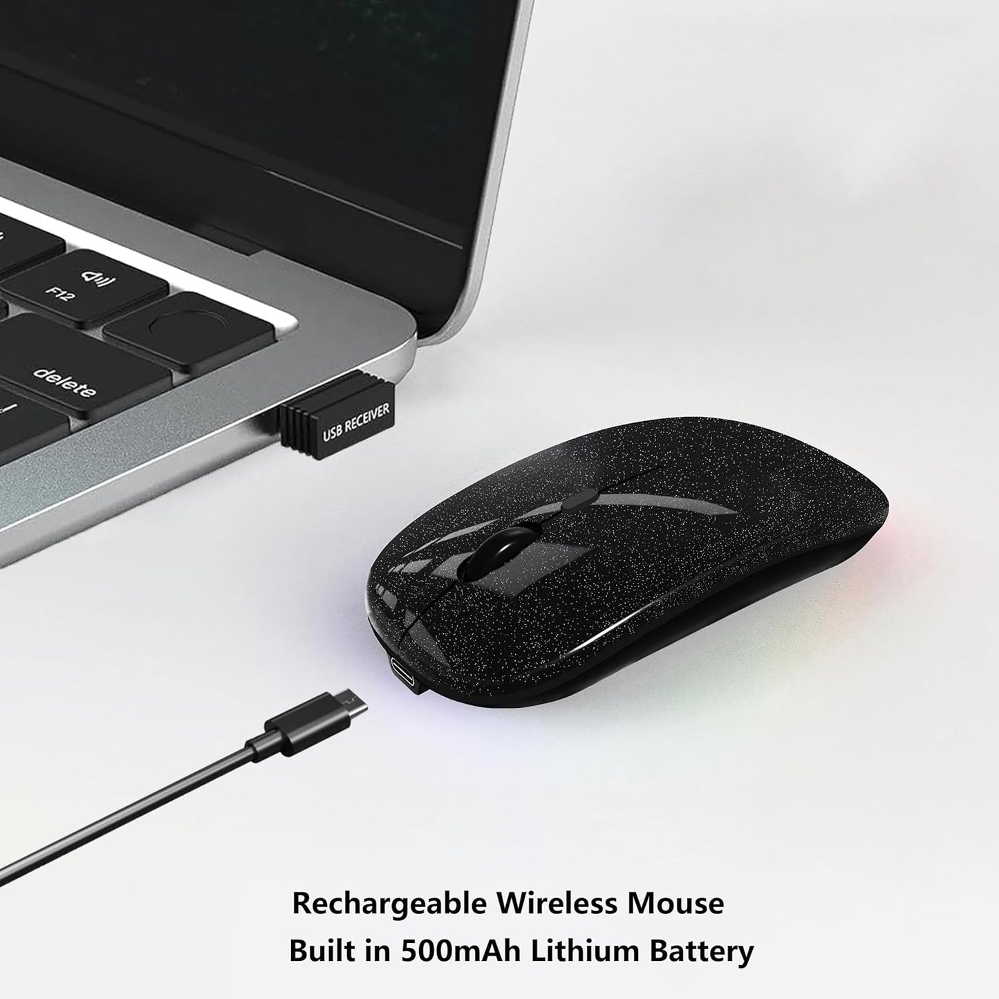 WREANU Use(Bluetooth5.2 2.4GHz Wireless Bluetooth Mouse Rechargeable Laptop Mice Silent Slim and Portable USB
