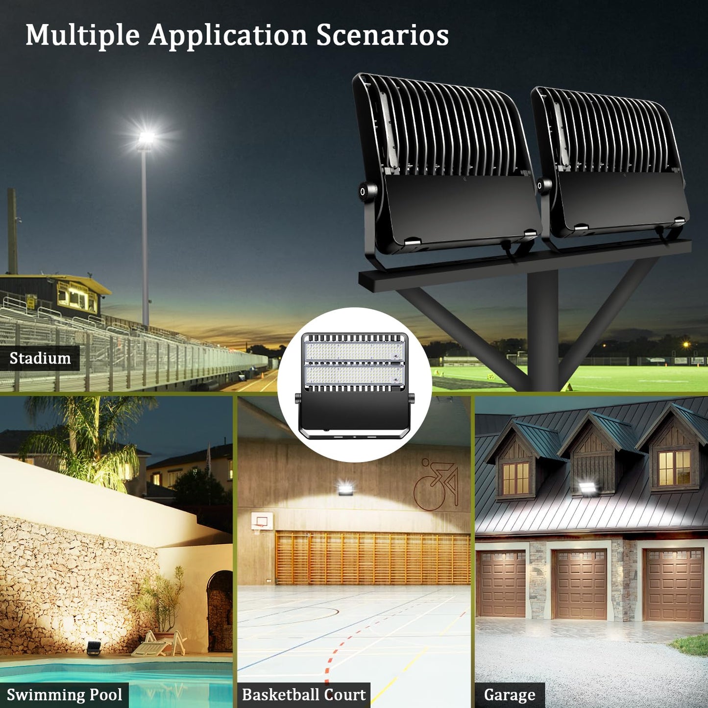 BIRITALO 240W LED Stadium Flood Lights Outdoor 36000LM Super Bright Yoke Wall Mount Parking Lot floodlights 5000K 100V-277V Commercial IP65 Waterproof 240 Watt Shoebox Barn Lamp for Arena Court
