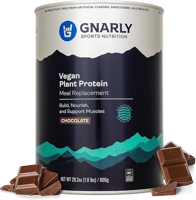 Gnarly Nutrition Vegan Plant Protein ??Chocolate Vegan Protein Powder, NSF Sport Certified ??Meal Replacement, Daily Nutritional Boost ??Lactose Free Powder ??Chocolate, 28.2 oz