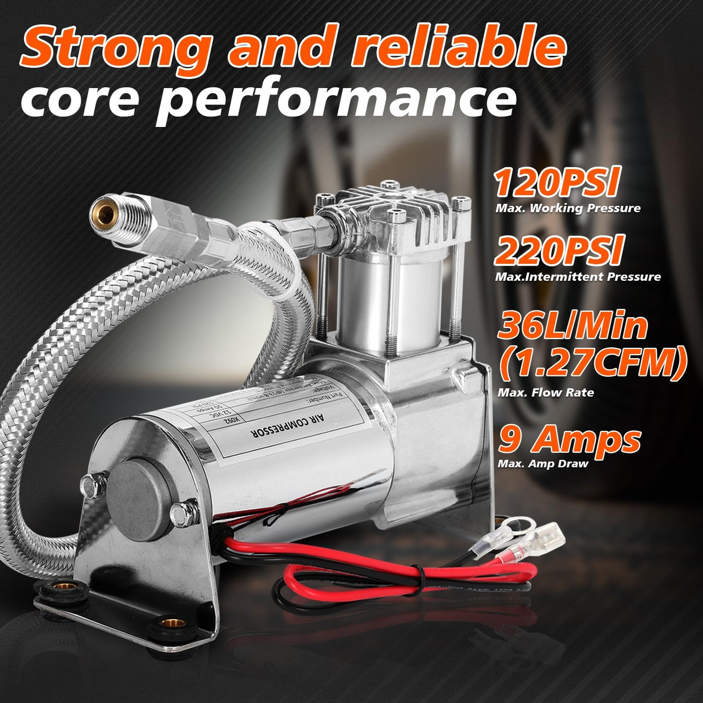 12V Heavy Duty 444c Air Compressor Kit - 120 PSI,Replacement for Air Lift 16092 16192, 16092 Air Compressor System Applicable to Train Horns, Air Horns, Pneumatic Suspension (2 PACK)