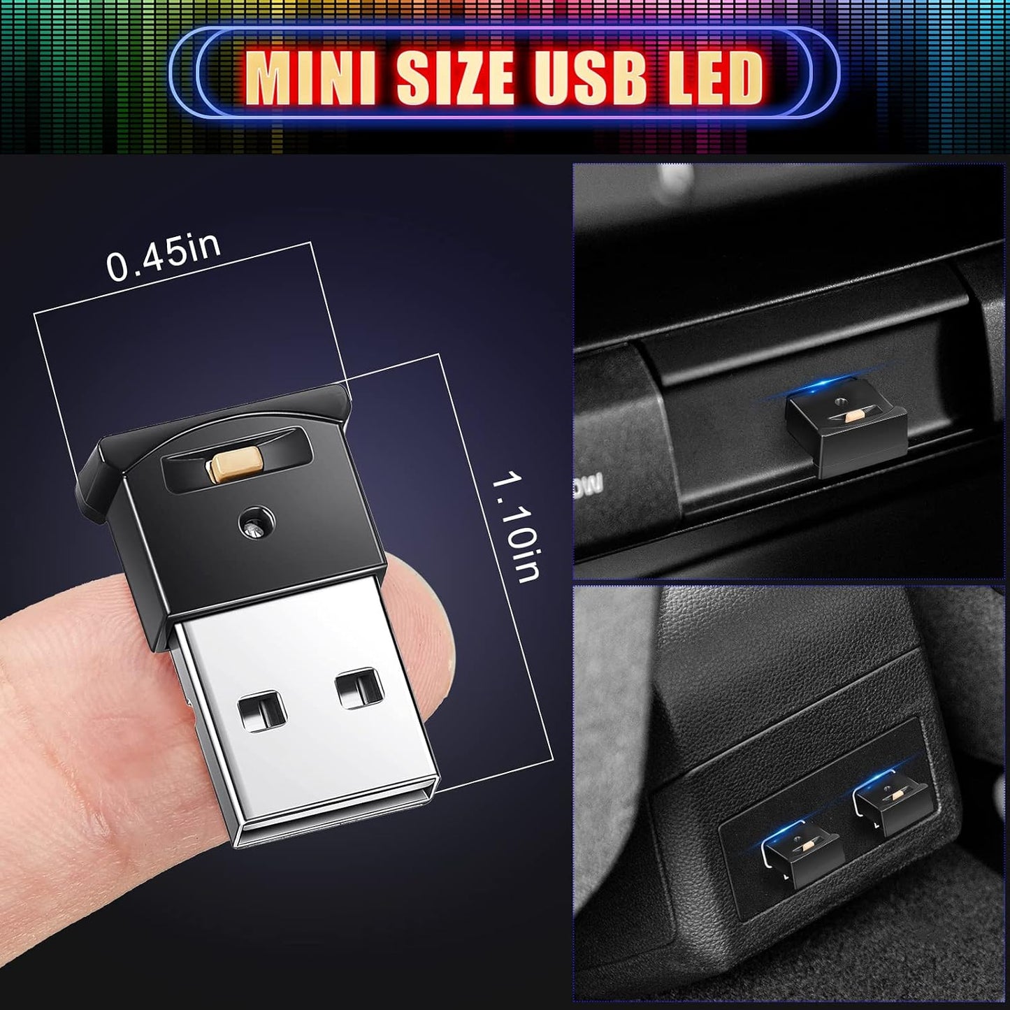 4 5v 8 Frienda Pieces Mini USB LED Light, Car LED Interior Lighting Smart USB Atmosphere Light, Laptop Keyboard Office
