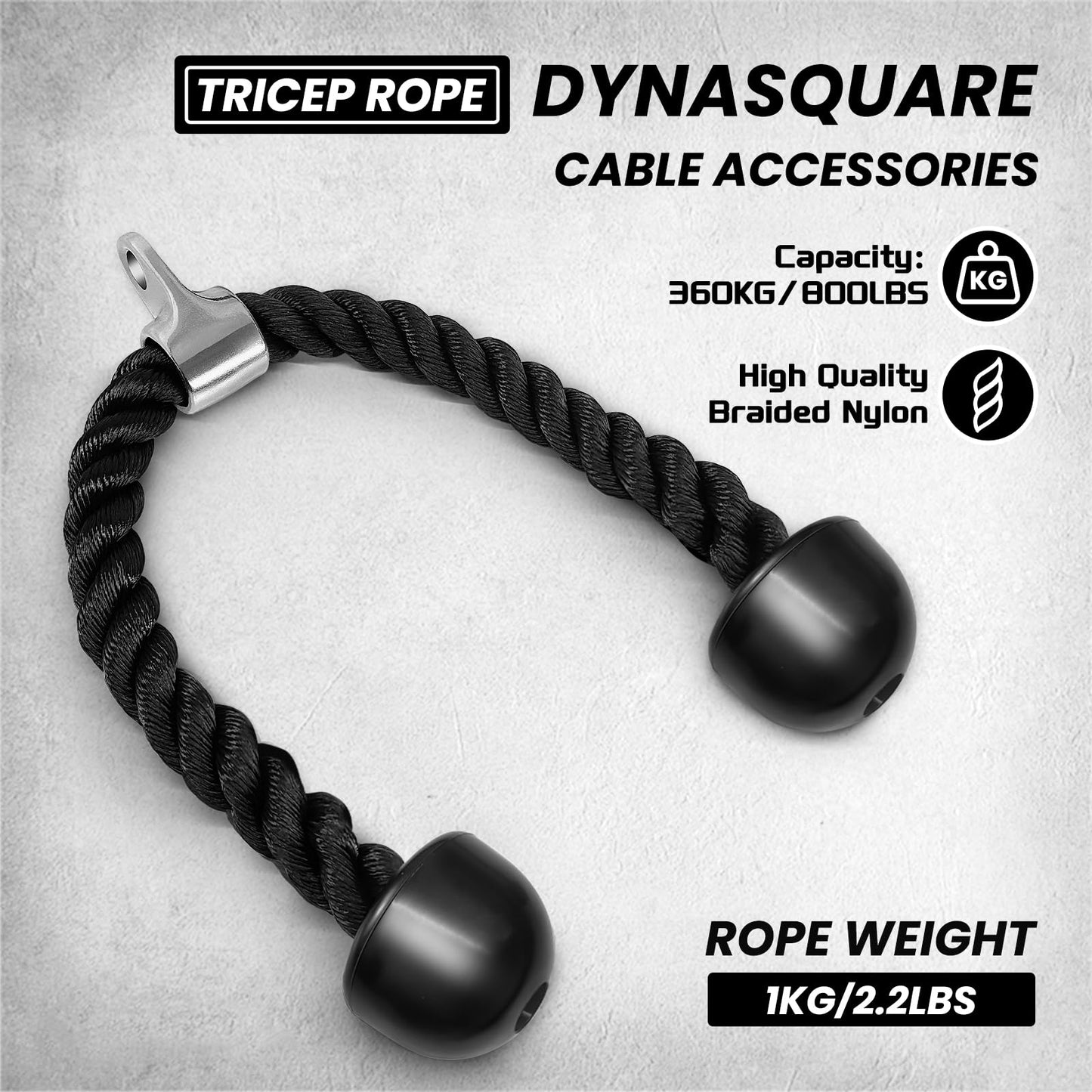 DYNASQUARE Tricep Press Down Cable Machine Attachment, Body Building, LAT Pulldown Attachments, Home Gym Accessories, Double D Handle, V Bar, Tricep Rope, Pull Down Bar