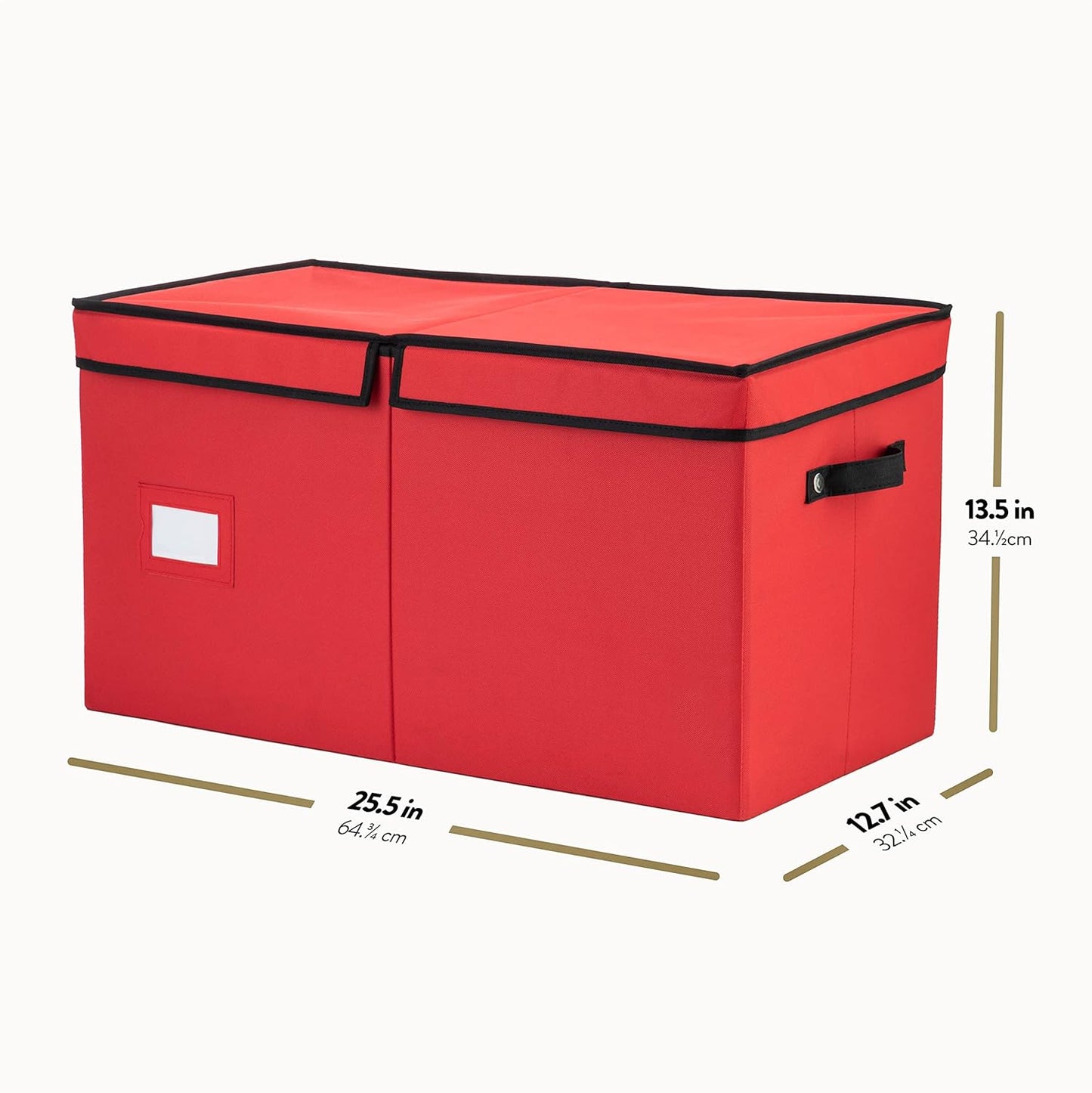 ZOBER Christmas Ornament Storage Box - Holds 128 3" Ornaments with Individual Trays - Durable Red 600D Oxford Fabric