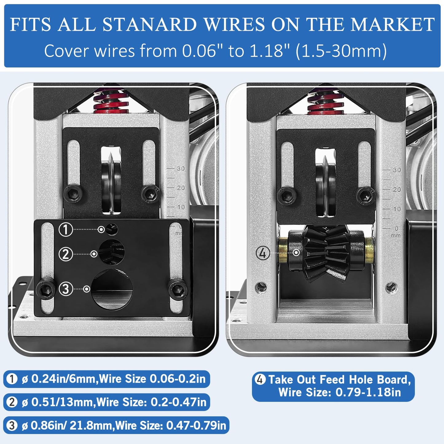Wire Stripper Machine, 0.06''-1.18'' Electric Cable Stripper Machine with 180 W and 80 ft./min, All Aluminum Frame Copper Wire Strippers for Wire/Cable Recycling