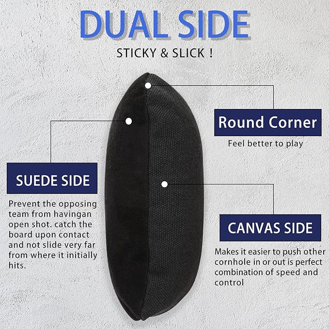 EunHo Dual Sided Cornhole Bags Regulation Set of 8 Professional Cornhole Bean Bags Slick and Stick for Tossing Game-All Weather