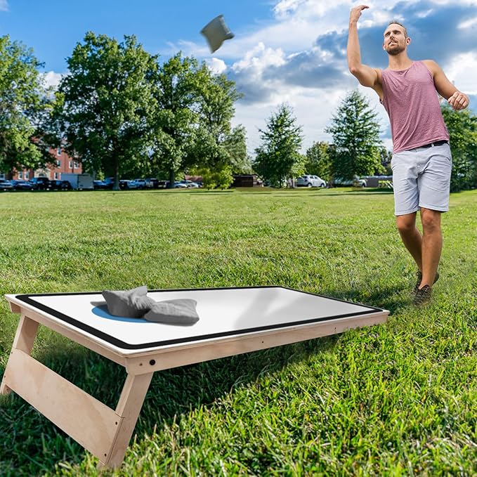 Cornhole Board Set - No Bounce,Regulation Size 4x2 ft,Made of 1/2" Pine Plywood,UV Printing Includes 8 Bean Bags and 2 Cornhole Boards,Perfect for Outdoor Games and Gatherings