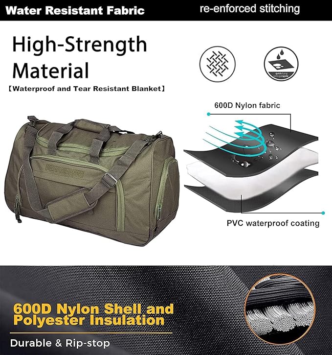 Gym Bag for Women & Men Tactical Duffle Military Weekender Work Out Lightweight Waterproof Sports Tote Shoe Pocket Green