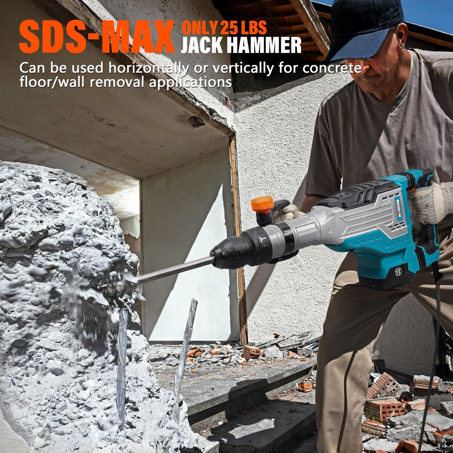 Berserker 25-Pound SDS-Max Demolition Jack Hammer with 6 x 15 In. SDS Max Wide Scaling Chisel
