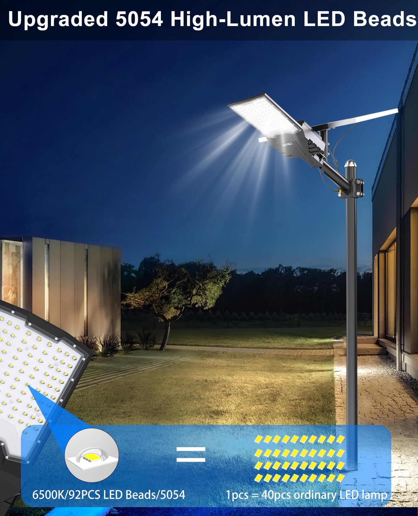 JAYNLT X-13000W Solar Street Lights Outdoor,6500K Ultra-Large Parking Lot Lights Commercial Dusk to Dawn,IP67 Industrial Grade Waterproof Solar Power Flood Security Lamps for Farm,Backyard