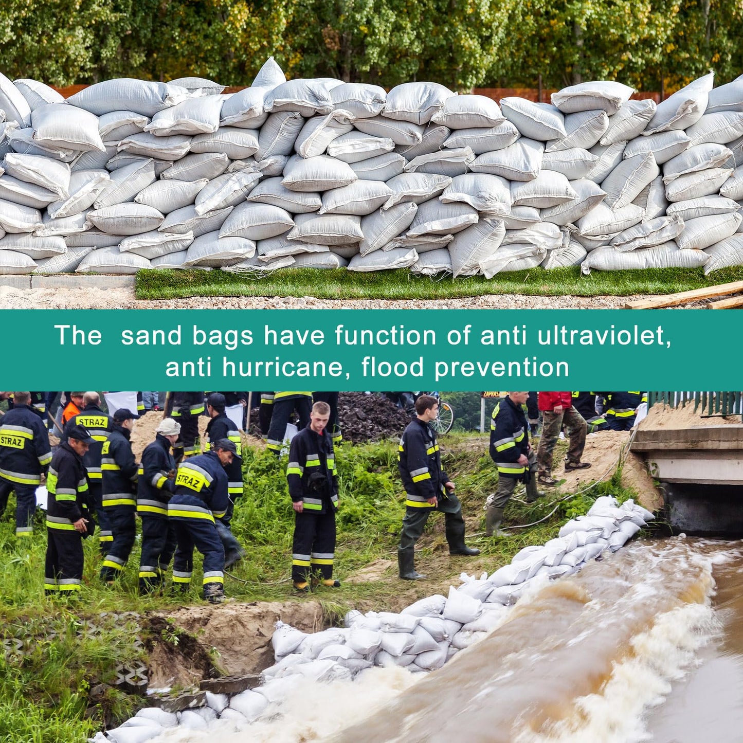 Windyun 200 Pcs White Empty Sandbags with Ties 18 x 30 Inch White Woven Polypropylene Sand Bags Bulk, Heavy Duty Sand Bags Flood Water Barrier for Hurricane Flooding, Construction
