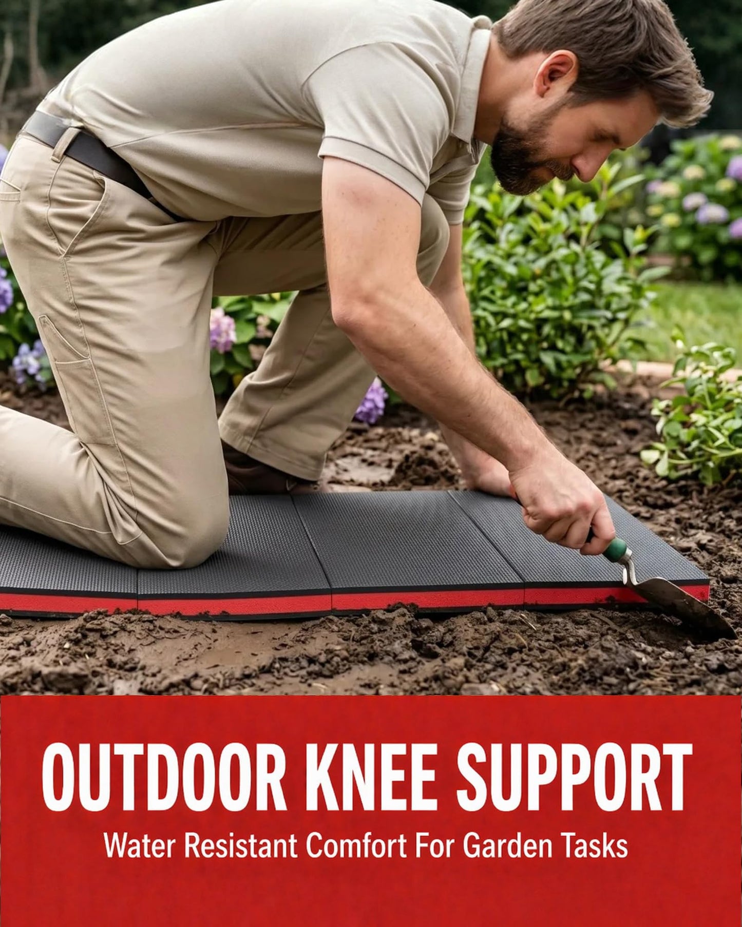 Sevenjungle Foldable EVA Utility Mat with Handle, Heavy Duty Mechanic Mat for Kneeling, Workouts, Garages, Gardening, Camping, Picnics, Outdoor Adventures and Home Gyms, Red