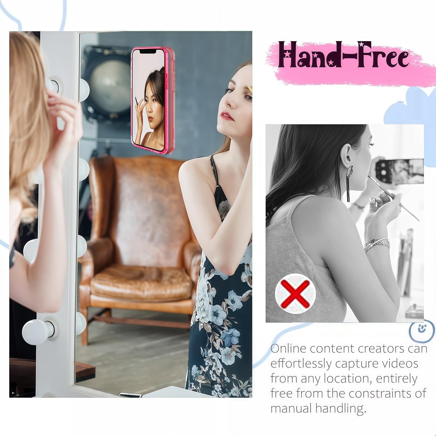 AZXYI Silicone Suction Phone Case Mount, Silicon Adhesive Suction Cup Phone Mount, Non Slip Sticky Phone Grip