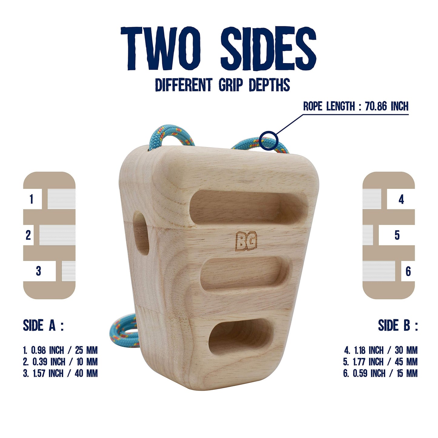 BG Climbing Wood Hangboard Rock Climbing Holds - Sturdy Hang Board for Climbers