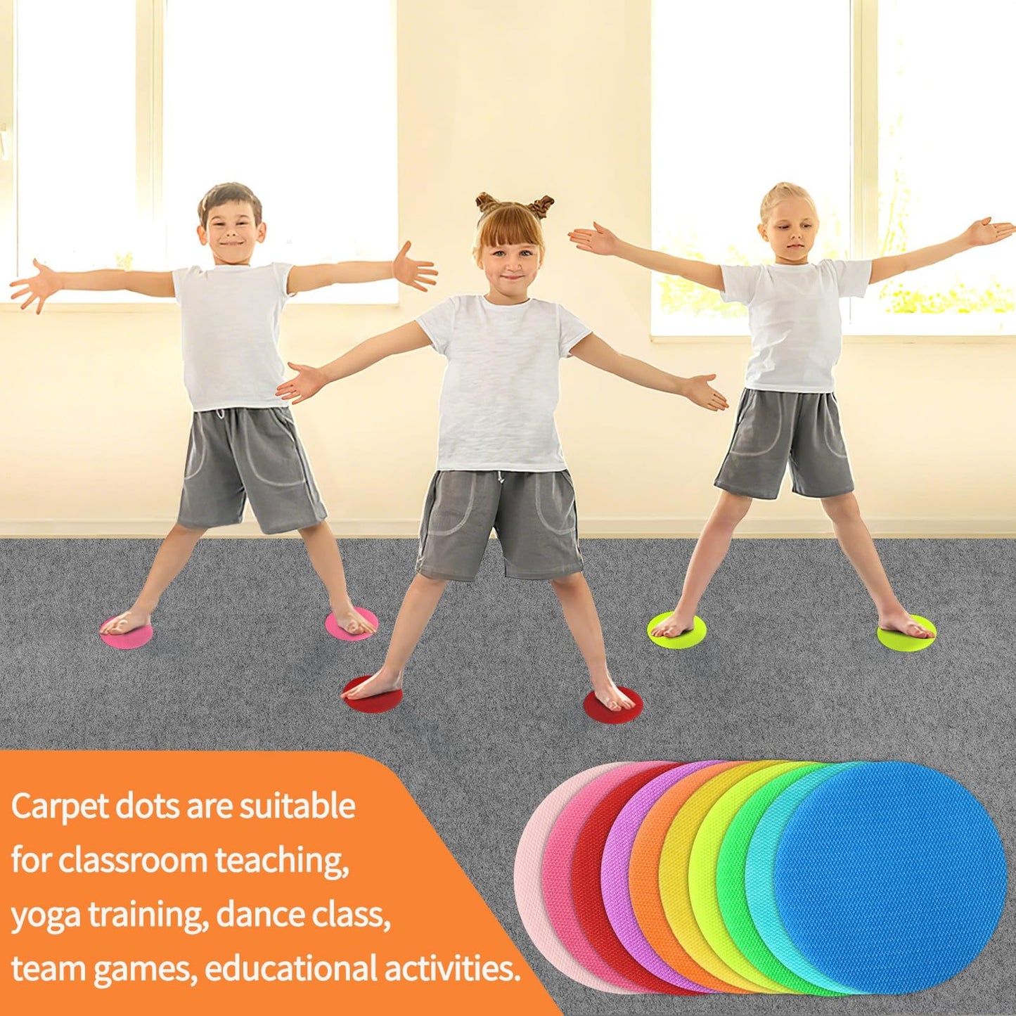 DTOFOOT 50 Pcs Carpet Spot Markers, Circle Floor Dots 5 Inch Dot Markers Carpet Spots for Classroom Decoration Preschool Kindergarten Teacher Supplies Yoga Games and Activities