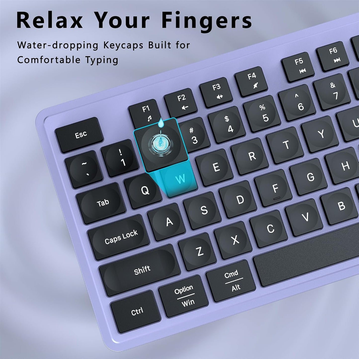COVEVA 2.4GHz 104 Wireless Keyboard and Mouse Combo, Wireless Keyboard Mouse with USB Receiver, Water-Dropping Keycaps
