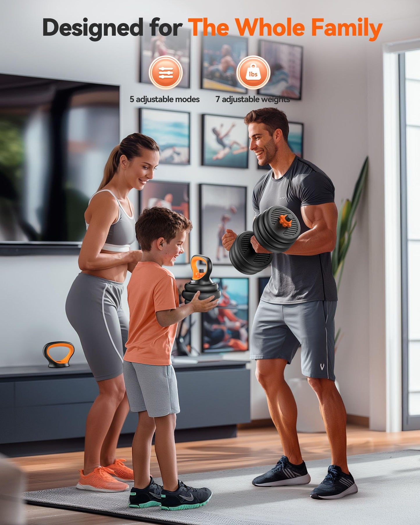 FEIERDUN Adjustable Dumbbells, 50lbs Free Weight Set with Connector, 4 in1 Dumbbells Set Used as Barbell, Kettlebells, Push up Stand, Fitness Exercises for Home Gym Suitable Men/Women