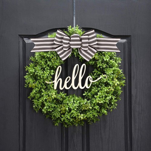 Meseey Wired Ribbon Bows - Handmade Black and White Striped Burlap for Wreaths & Gift Wrapping | 2 Pcs