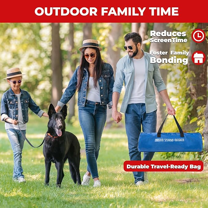 Ring Toss Game for Adults, 20 Rings & Carrying Bag- Upgraded 30" Extra Large Outdoor Backyard/Indoor Party Game(All Weather)- Easy Setup Yard Game for Kids Family Toy for Boys & Girls