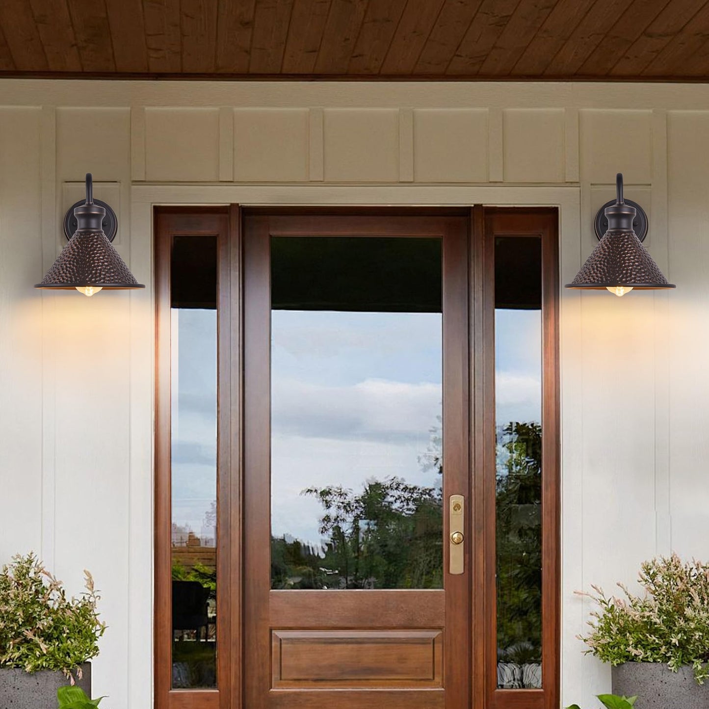 Tarentlight Gooseneck Wall Light Fixtures, 2-Pack, Oil-Rubbed Bronze, Aluminum, Model W2412, Outdoor Sconce for Porch and Garage