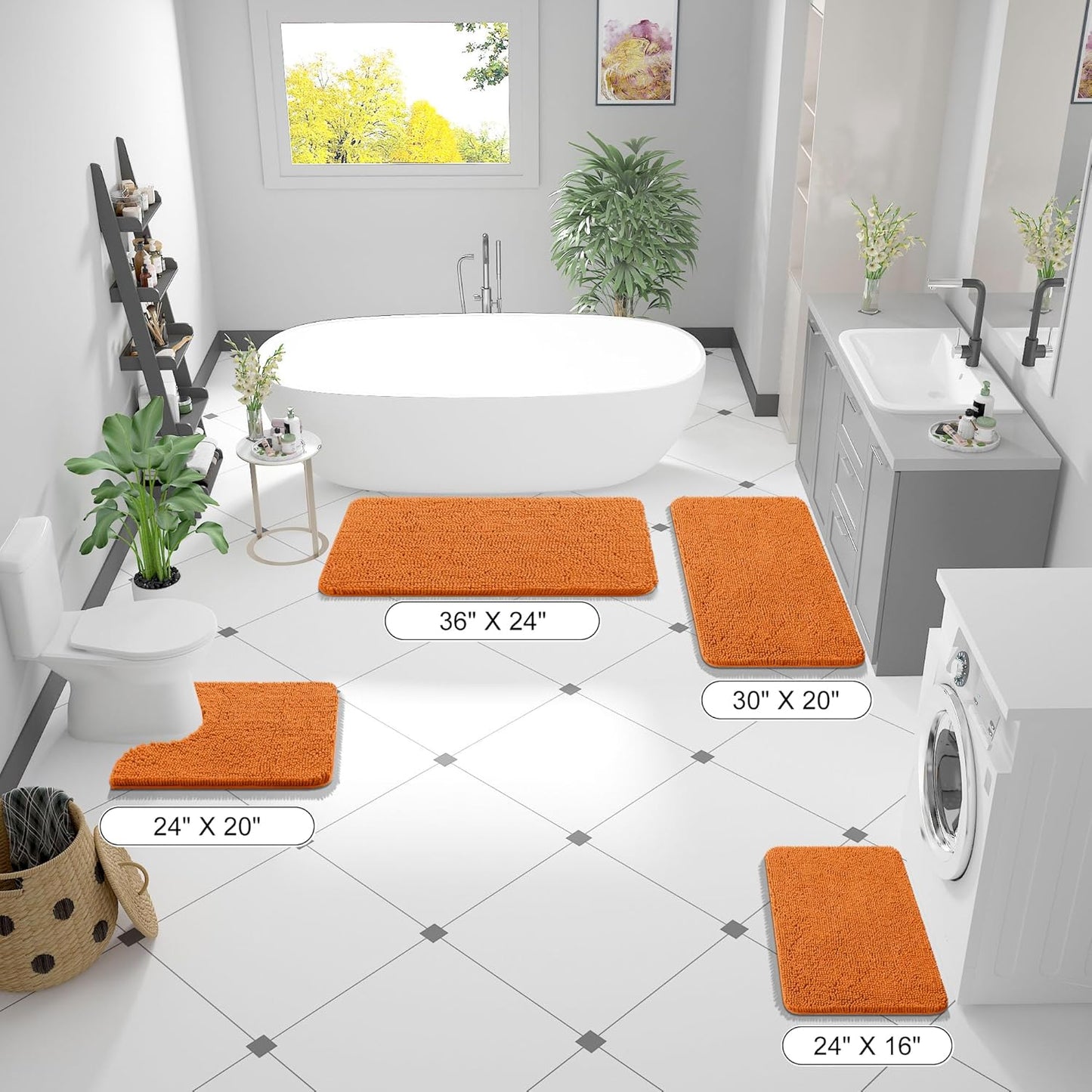 OLANLY Bathroom Rugs - Extra Soft Absorbent Chenille Mats | Quick-Dry, Machine Washable, 36x24, Clay Color