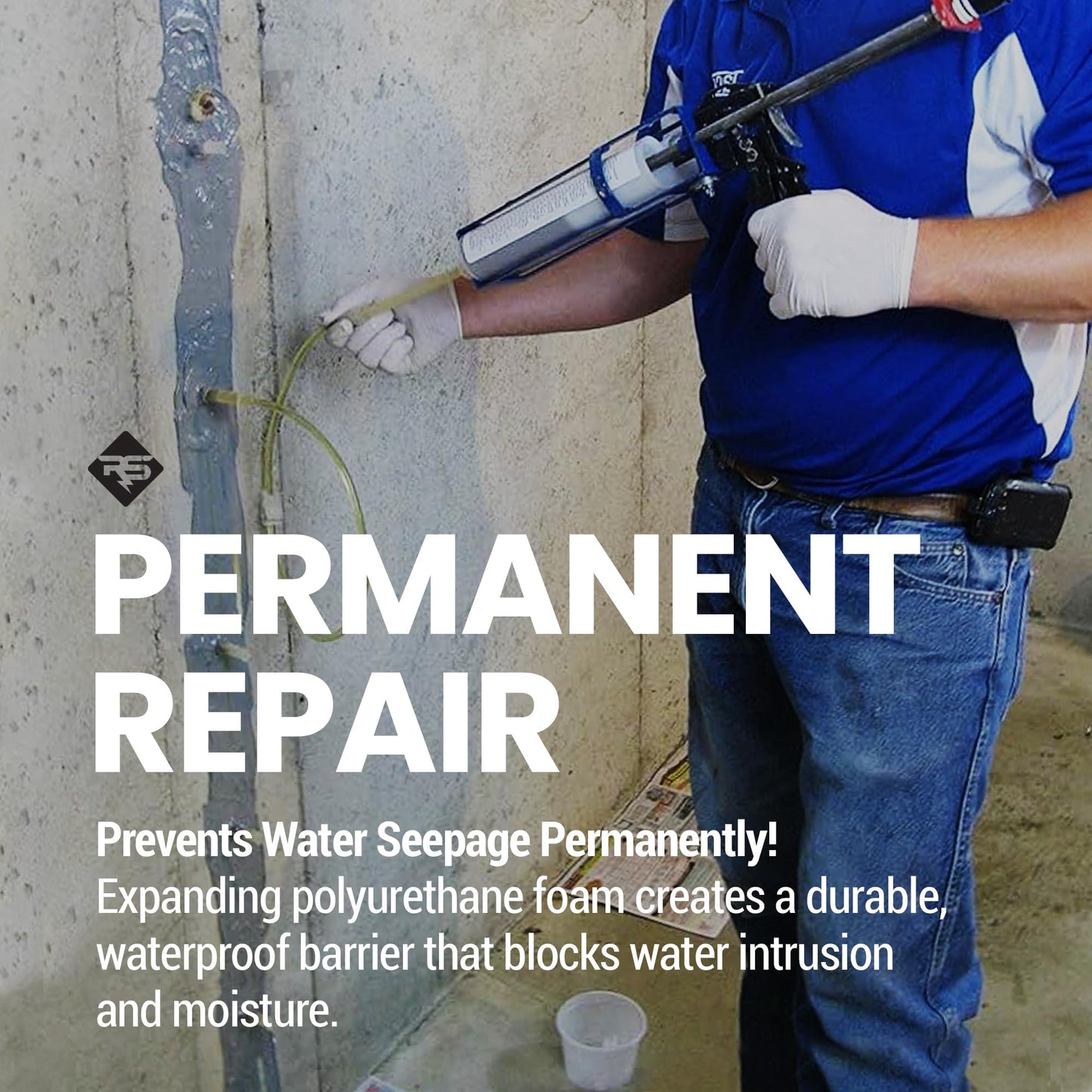 RadonSeal DIY Concrete Foundation Crack Repair Kit (20-ft) - The Homeowner's Solution to Fixing Basement Wall Cracks Like The Pros