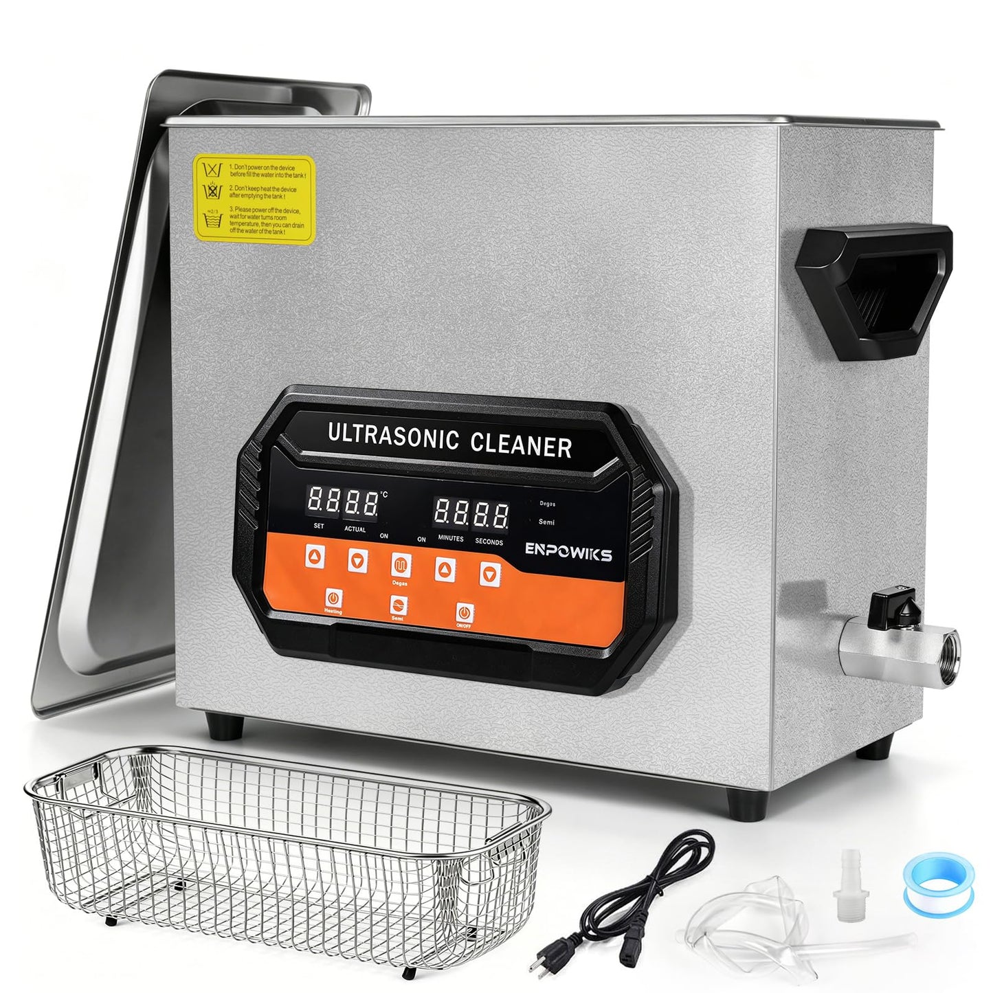 Enpowiks Ultrasonic Cleaner 6L 180W Digital Ultrasonic Cleaning Machine with Upgraded Degassing & Gentle Mode, 40kHz, with Heater & Timer for Tools, Jewelry, Watches, Glasses, Dentures, Small Parts