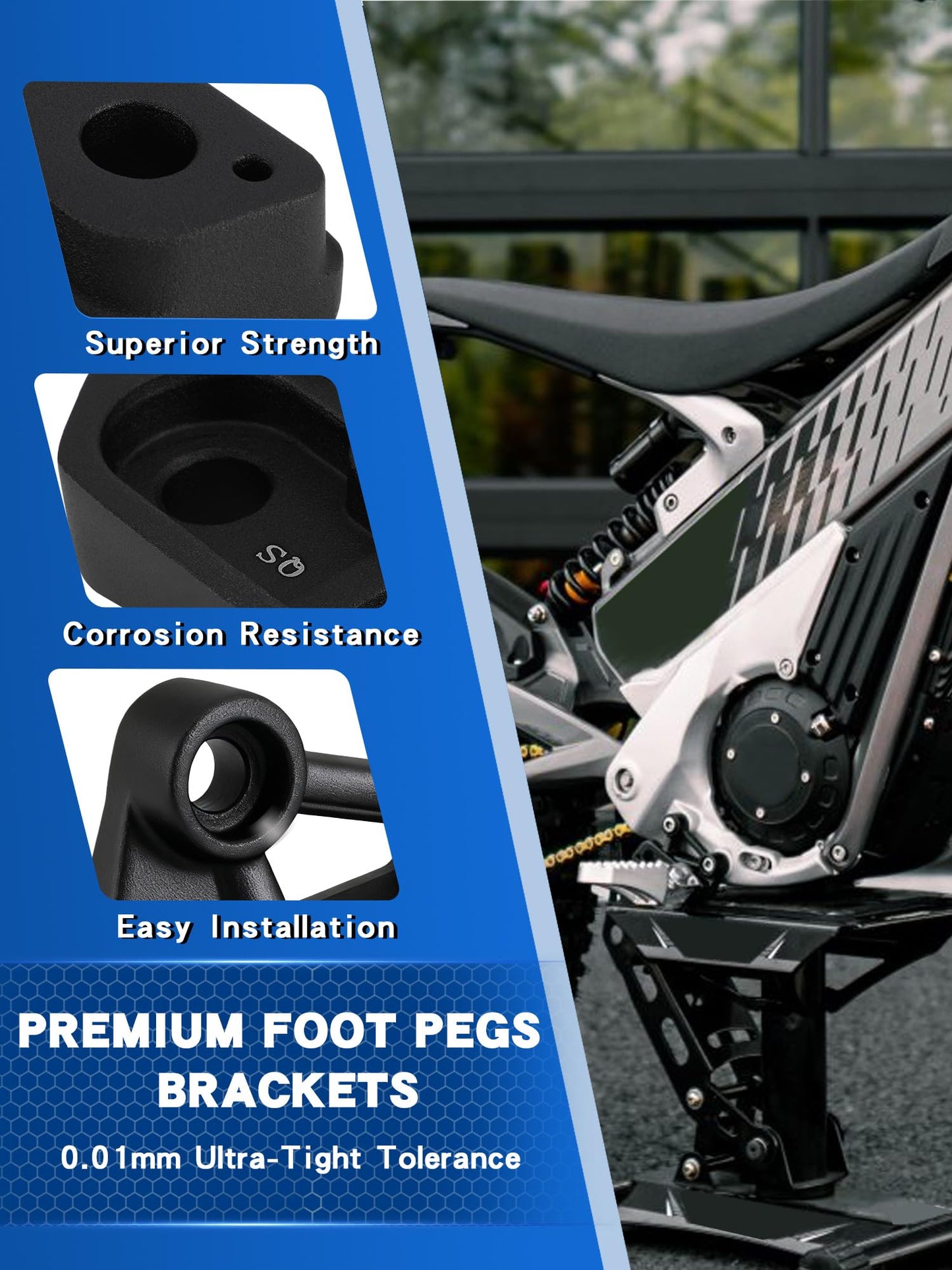 IUVWISN Foot Pegs Brackets for Talaria XXX X3/PRO Footpeg Holder Kits Pedal Bracket Support EBike Electric Dirt Bike Black