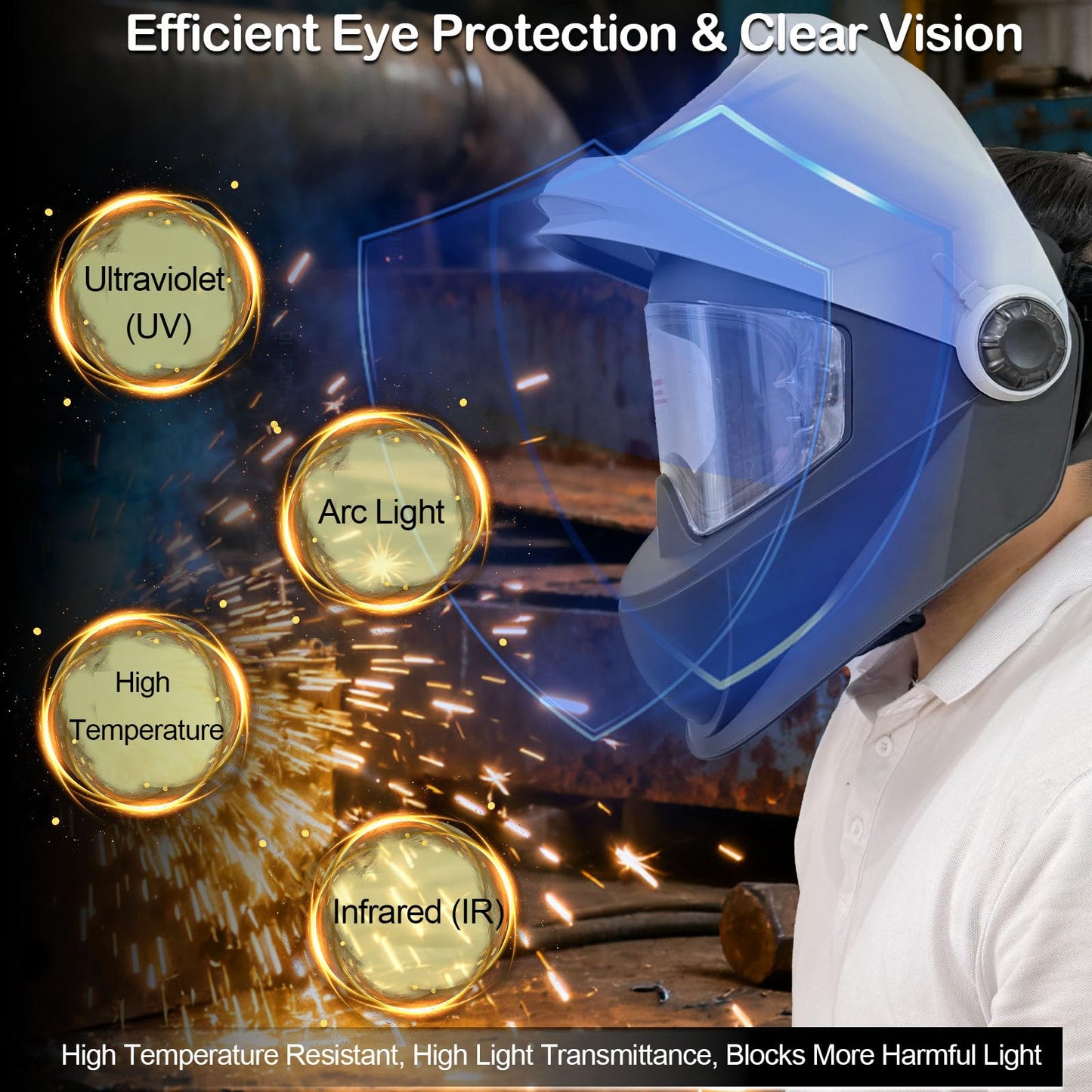 Smart Bluetooth Auto Darkening Welding Helmet with PAPR Respirator System, True Color Lens, Remote Control, Large OLED Viewing Screen, Flip-Up Welding Hood, with Portable Bag Welding Helmet