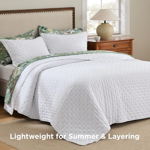 Bedsure Quilts Queen Size - Lightweight Bright White Bedspread | Ultra Soft All-Season Coverlet, 90 x 96 Inches