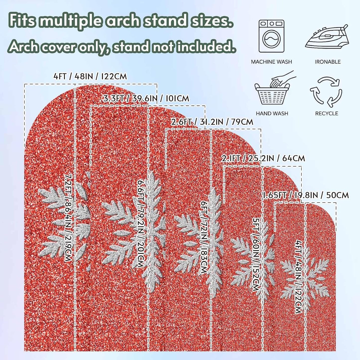 Duskova Living 7.2 Modern Themed Arch Backdrop Cover FT, Winter Watercolor Sparkling Snowflake Pattern Wedding Arch