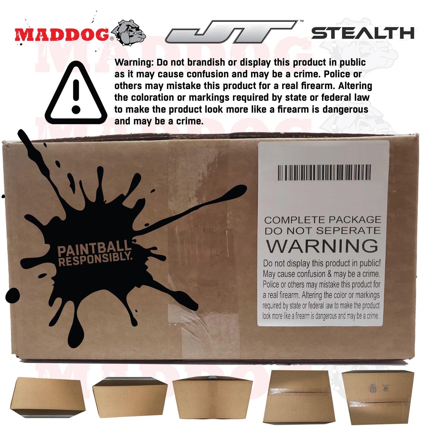 Maddog JT Stealth Basic Paintball Gun Marker and Accessory Starter Package [HPA] | Protective Kit - Marker, 48ci/3000psi Compressed Air Tank, Mask, Hopper, Pods, Harness & Protective Gear