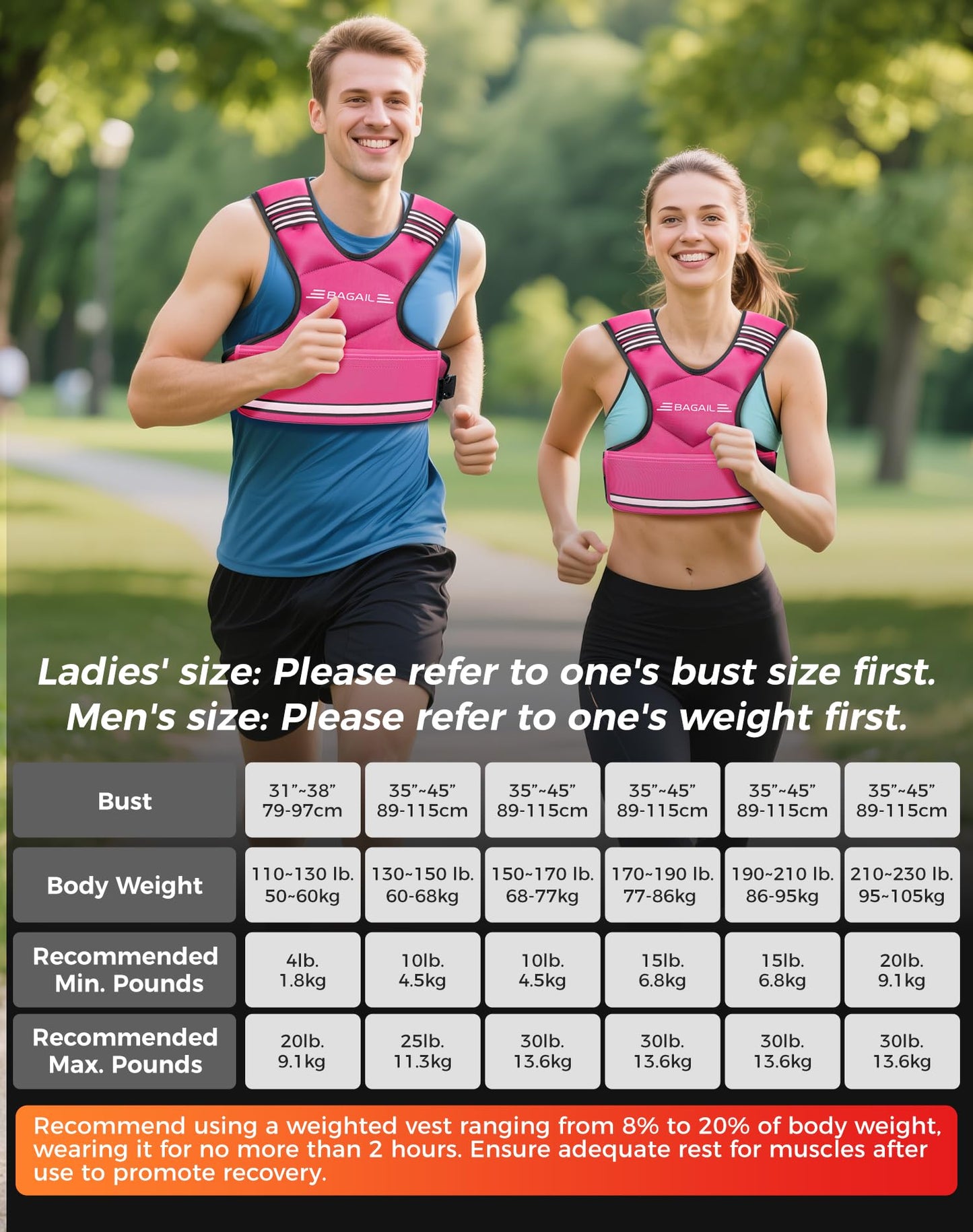 BAGAIL Adjustable Weighted Vest for Women 4-10lb, Comfortable U-Neck Rucking Vest with 6 Removable Weights, Storage Pocket and Reflective Strips for Walking, Jogging, Weight Loss & Home Workouts