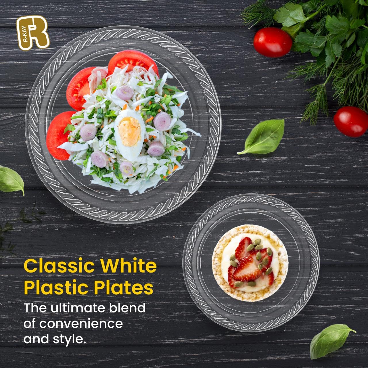 R-kay 200 Pack, 6 Inch Clear Plastic Plates - Heavy Duty Small Dessert Plates - Microwavable Small Appetizer Plates