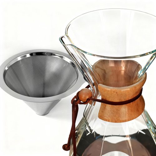 AGOGO Pour Over Coffee Maker Glass - Barista Kit with 304 Stainless Filter for Home, Office, Camping, Cafes - Easy Clean Coffee Dripper Set (Soft Towel&Brush) (34oz Diamond Design w/SS Filter)