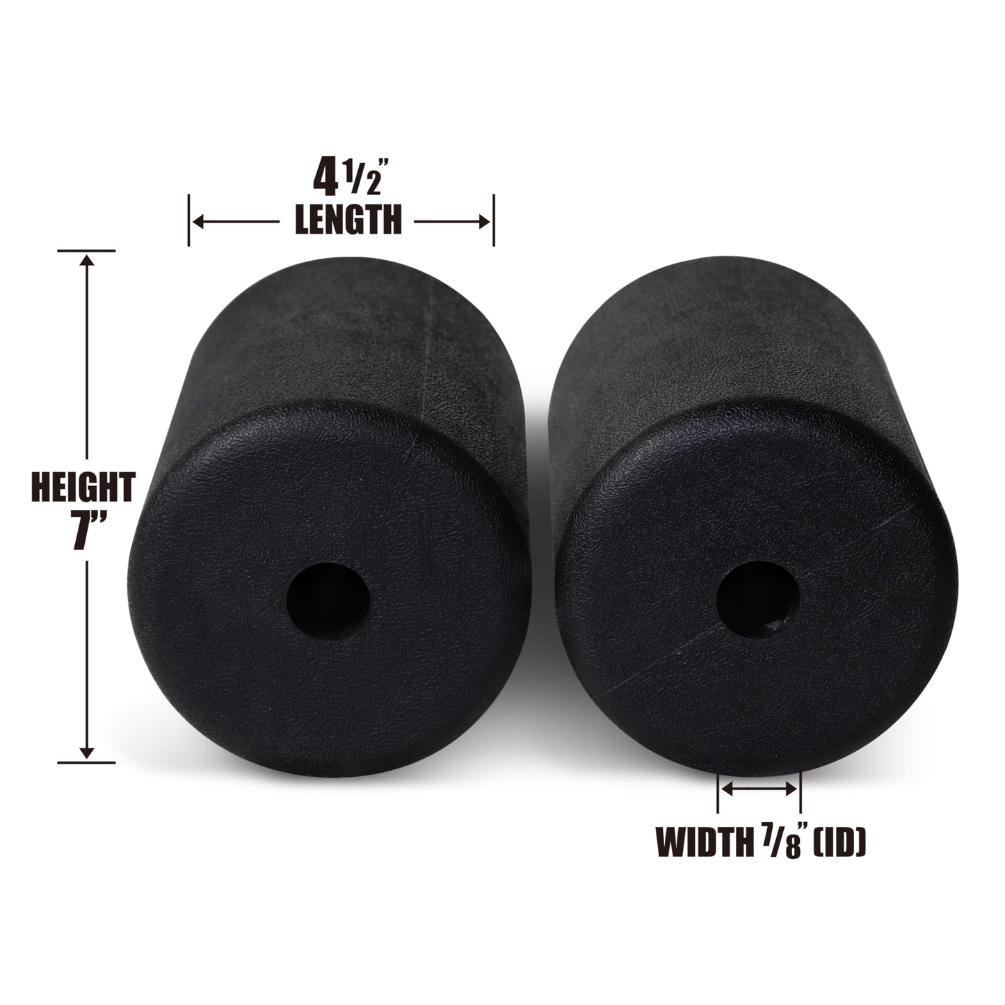 WF Athletic Supply PU/Foam Foot Pads, Foam Roller for Exercise Machines Equipment Replacements, Roller Pad for Leg Extension, PEC Deck Pads for Weight Bench, Sold by Pair (7” x 4.5” OD x 0.875” ID)
