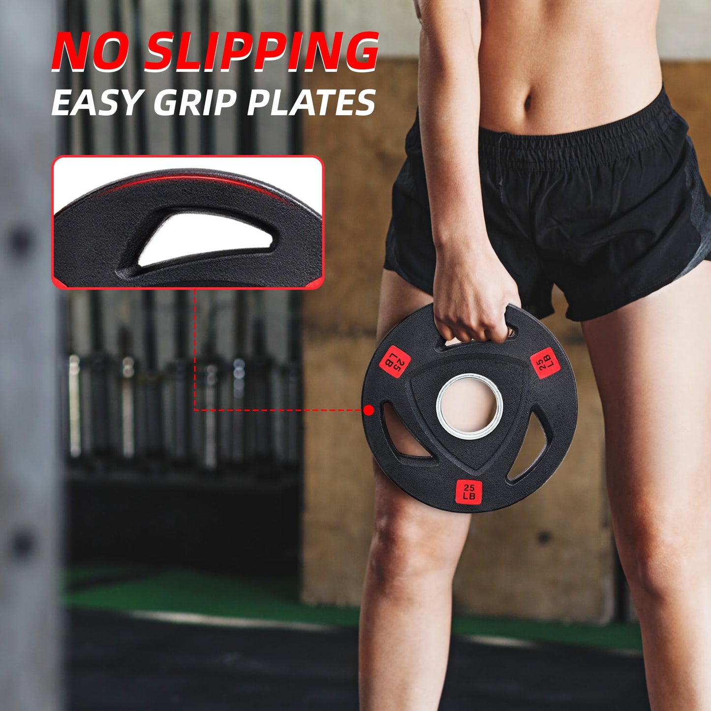 Fitvids Olympic Cast Iron 2-Inch Weight Plate for Strength Training & Weightlifting, Rubber Coate Style, 2.5LB Set of 4