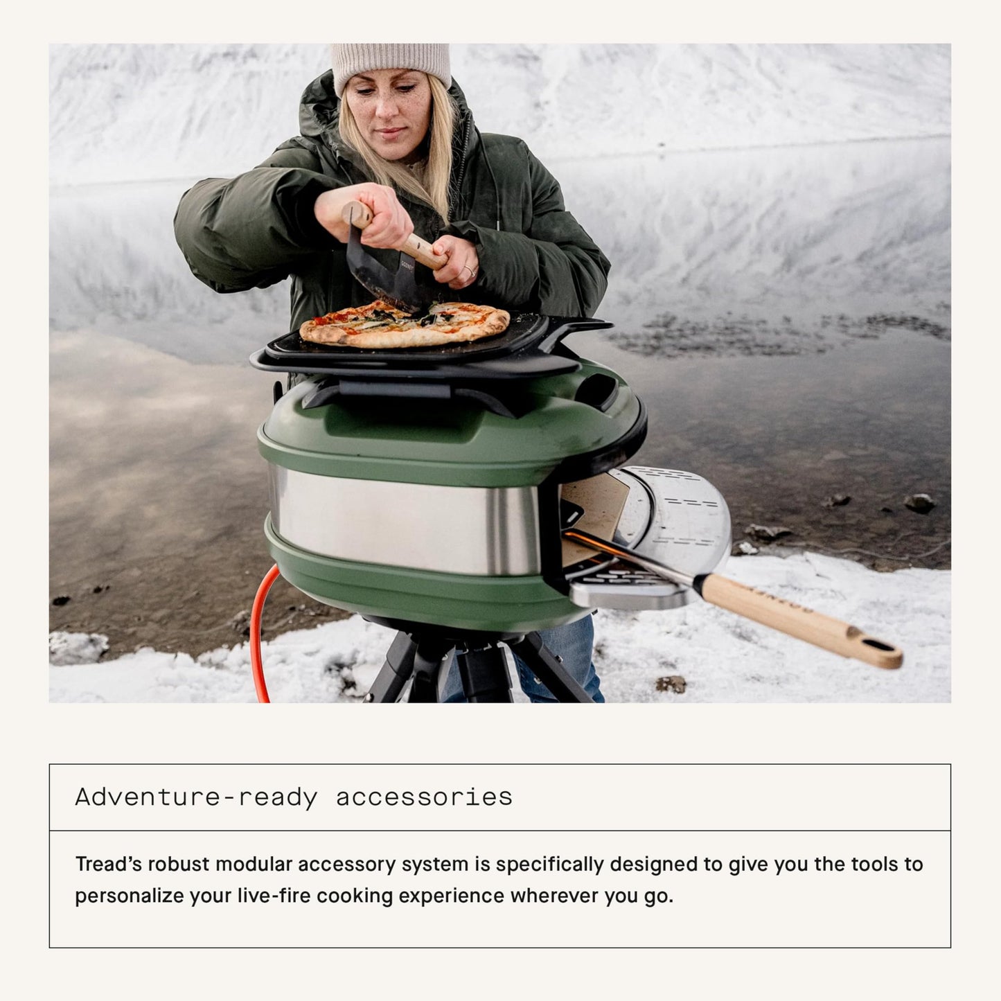 Gozney Tread Portable Pizza Oven, Olive, Makes 12” Pizzas - Revolutionary Lateral Gas Burner, Quick Heat Up, Lightweight & Rugged Design