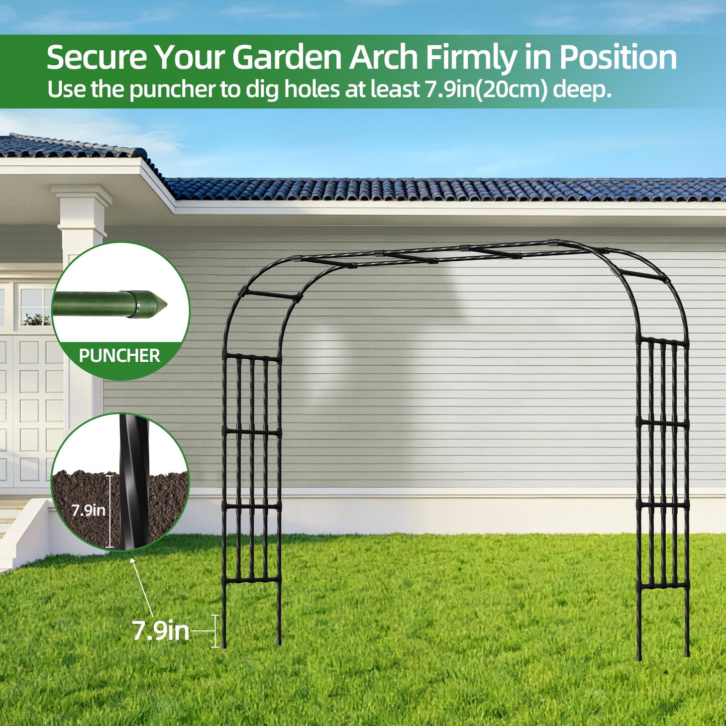 Garden Arch Trellis,114 x102.4 in Extra Wide Sturdy Metal Arbor for Climbing Plants,Grape Trellis Vine Support for Flower Vegetable,Wedding Arch Backdrop Stand for Ceremony Party