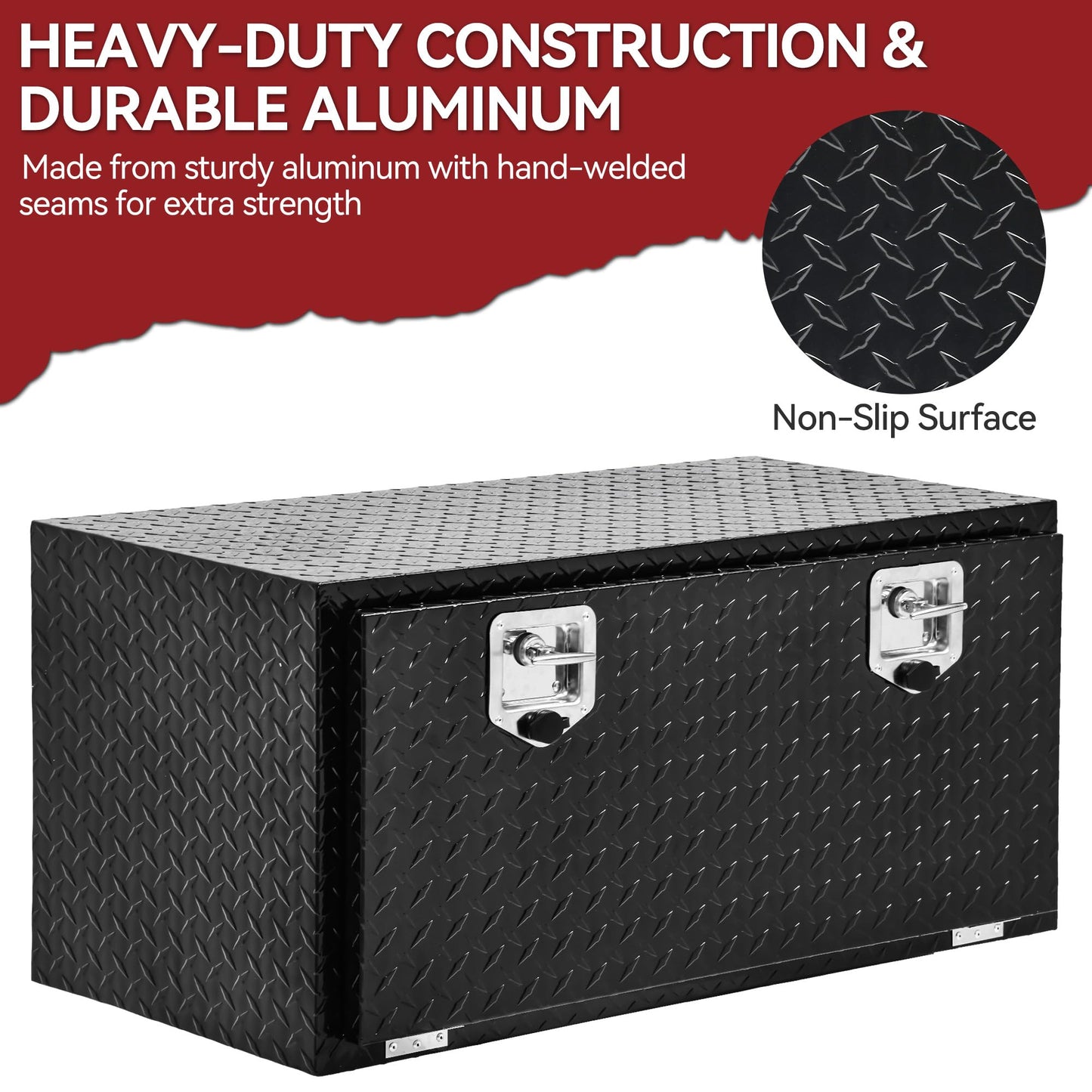 YITAMOTOR 36 Inch Underbody Tool Box, Heavy Duty Aluminum Diamond Plate Truck Tool Box, Waterproof Trailer Storage Box for Pick Up Truck Bed, RV Trailer with T-Handle, Lock and Keys