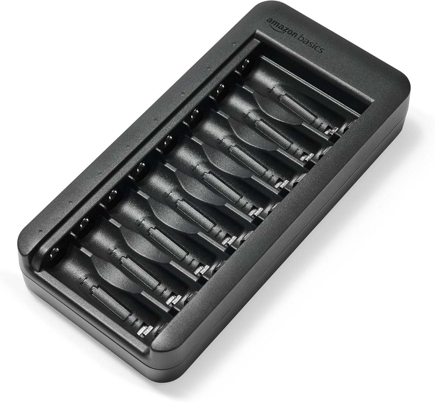 Amazon Basics 8-Bay 8 Count, Rechargeable AA Low Self Discharge NiMh Batteries with Battery Charger, USB-C Port, No AC