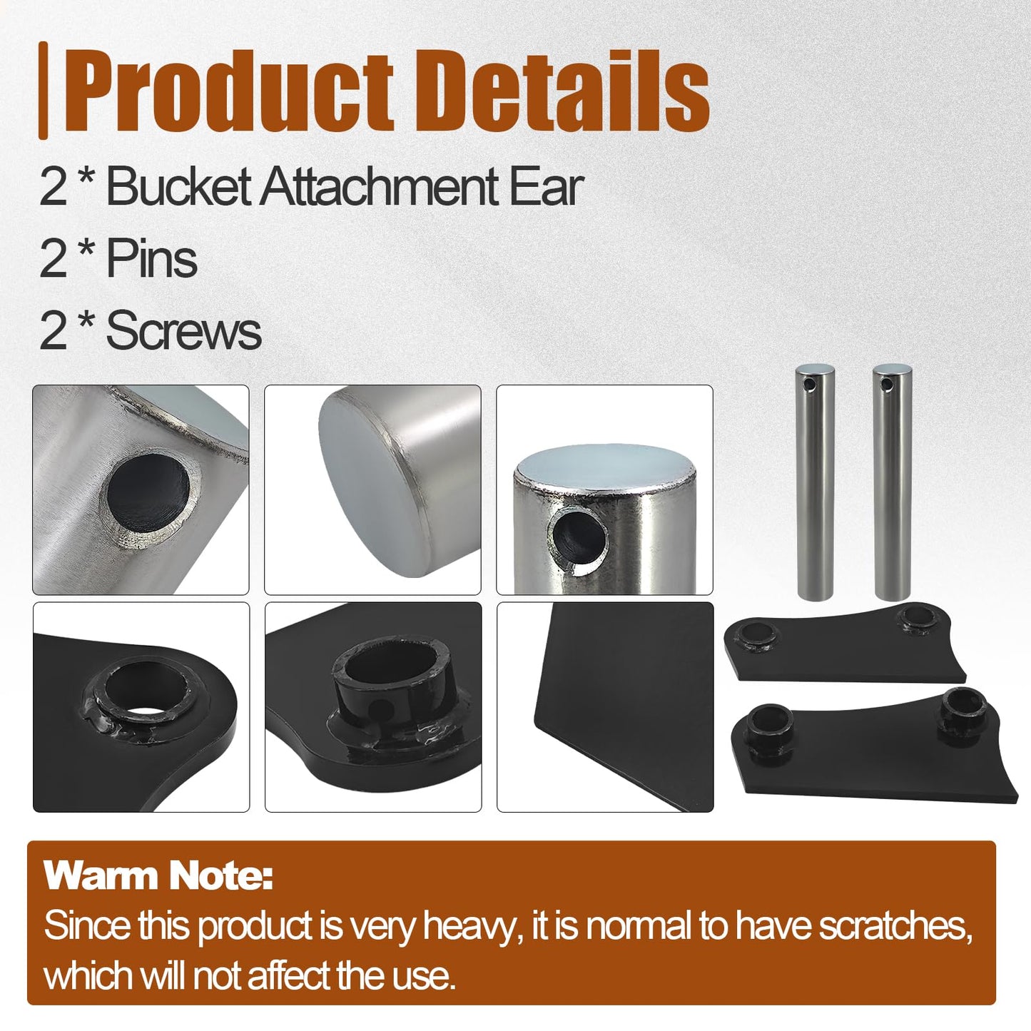 ShareZem 50mm Bucket Attachment Ear Weld on 12“ C-C A Pair with Pins and Screws for Caterpillar 307 308 309 Mini Excavator