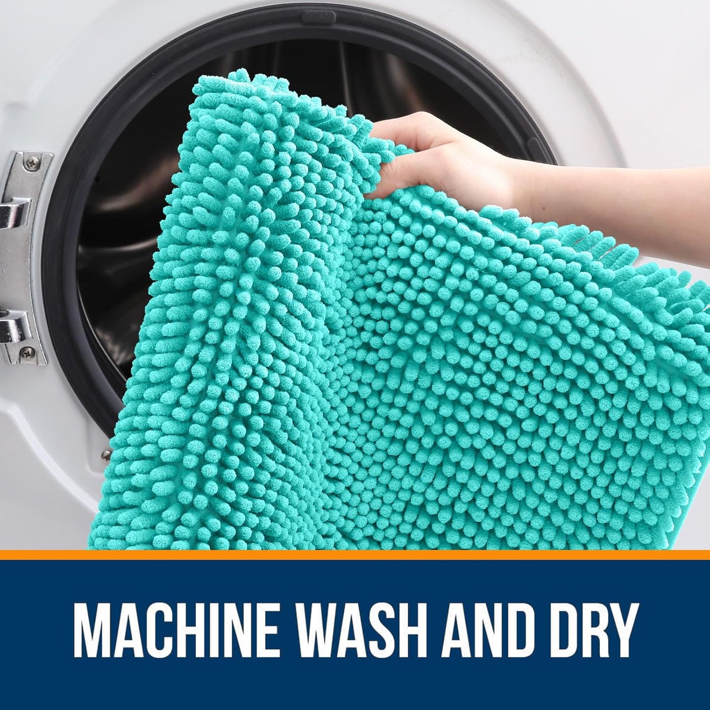 OLANLY Bathroom Runner Rugs - Extra Soft Chenille Bath Mats | Quick-Dry, Machine Washable, 47x20, Teal