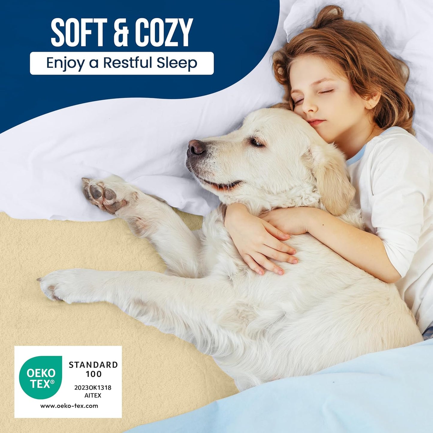 Queen Size Mattress Protector Waterproof, Premium 200 GSM Terry Mattress Cover, Soft & Breathable Bed Cover, Fitted Sheet Style Stretchable Deep Pockets 17" by Utopia Bedding (Beige)