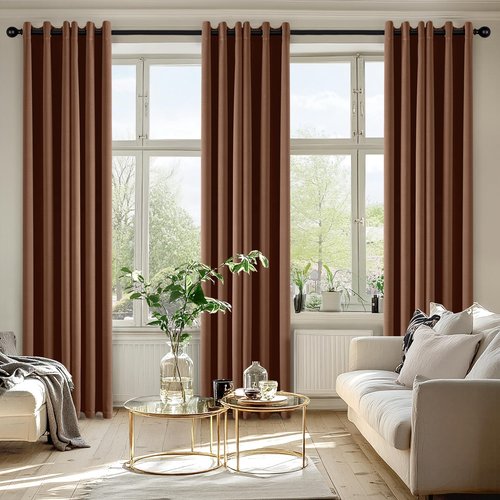 MIULEE Blackout Curtains - Thermal Insulated Room Darkening Drapes | 84-Inch Mocha Brown, 2 Panels