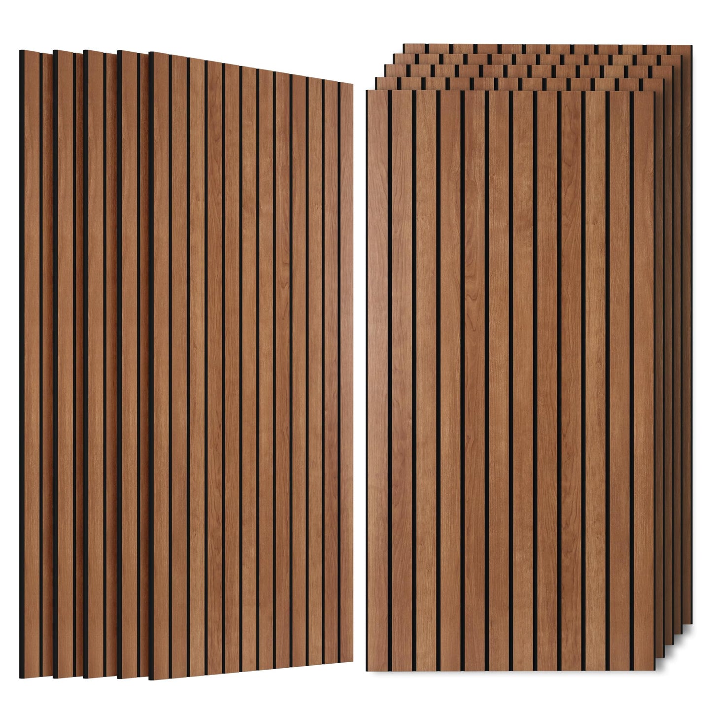 10 Pack Acoustic Panels Sound Absorbing, 47.2”x23.6” Sound Dampening Panels, Decorative Soundproof Wall Panels with Simulated Wood Grain Finish, for Office,Home Theater,Studio,Living Room, Cherry