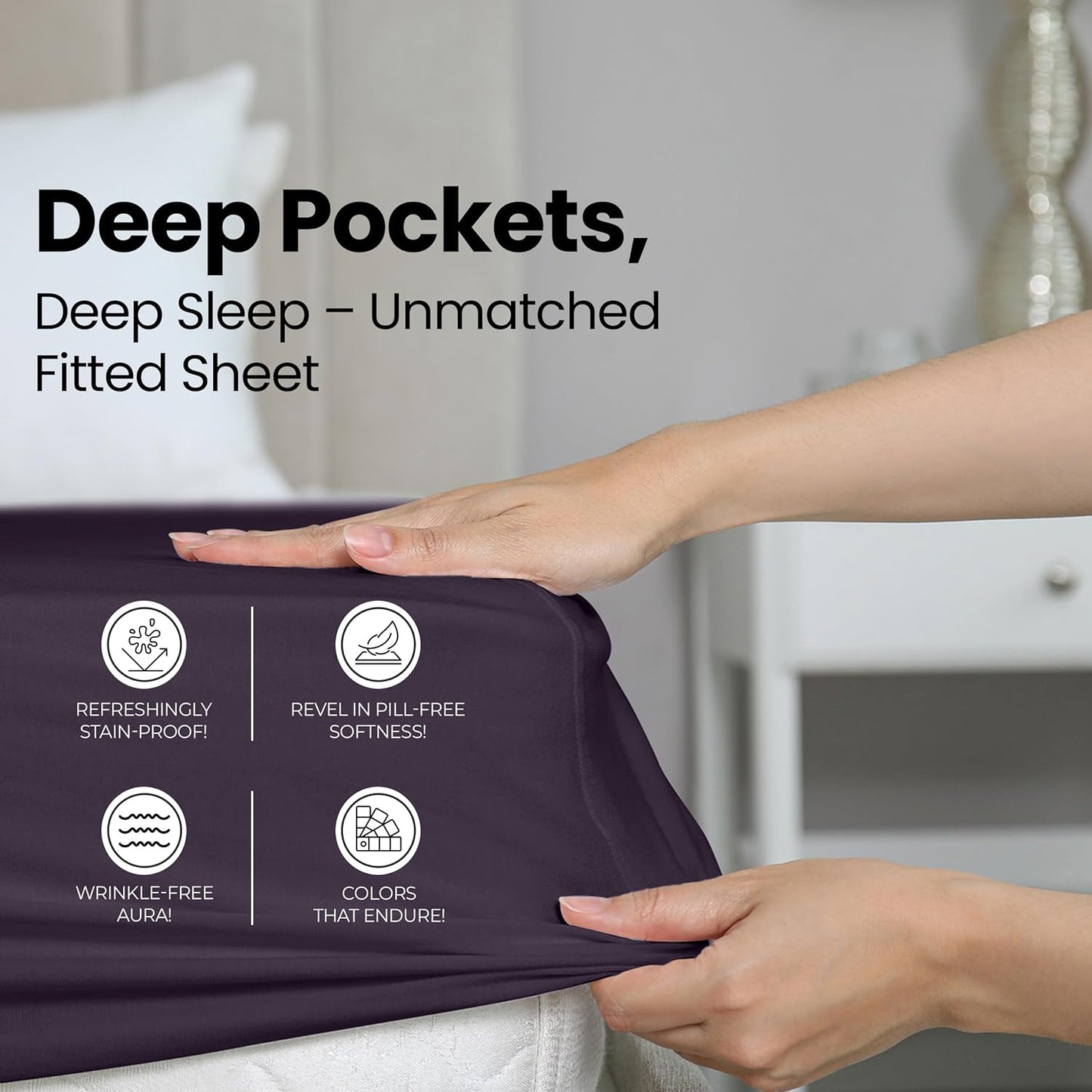 Utopia Bedding Twin Fitted Sheet - Soft Microfiber - Deep Pocket Design - Fade Resistant - Purple